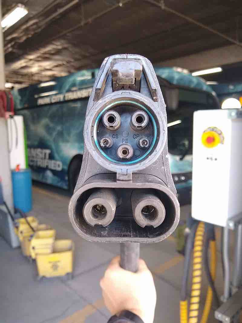 CCS1 charging connector compressed