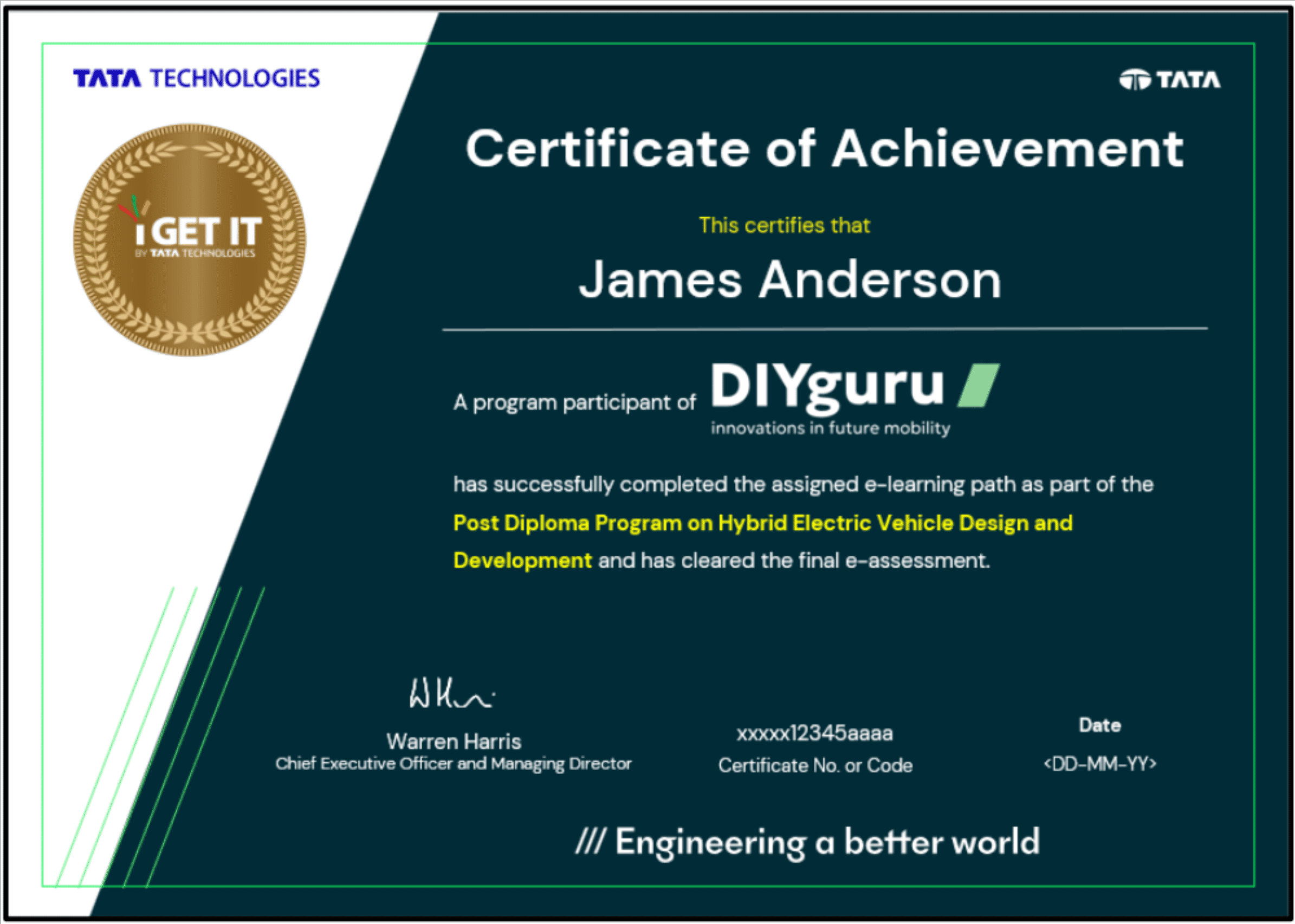 DIYguru X TATA Technologies Certificate 1