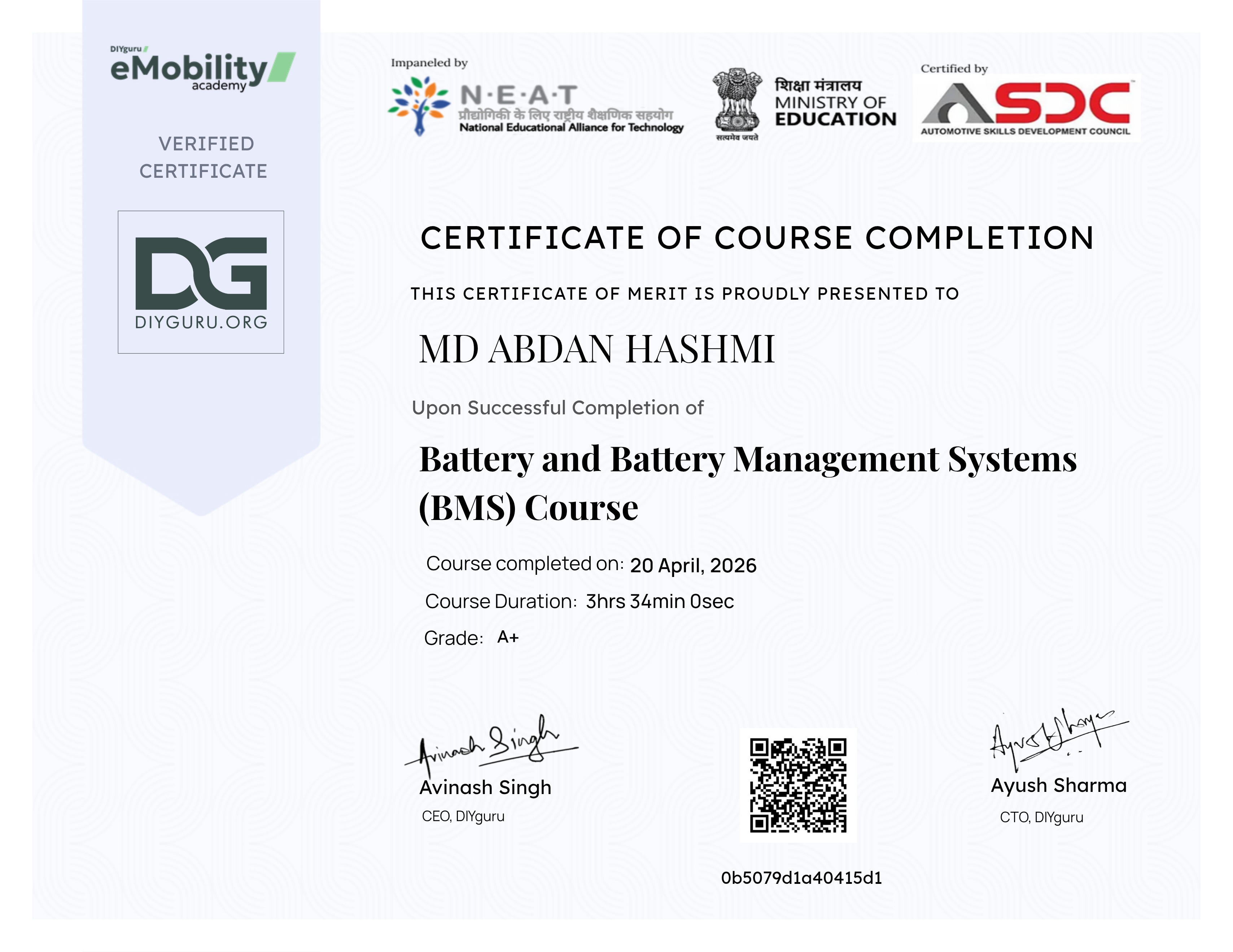 Battery and Battery Management Systems (BMS) Course
