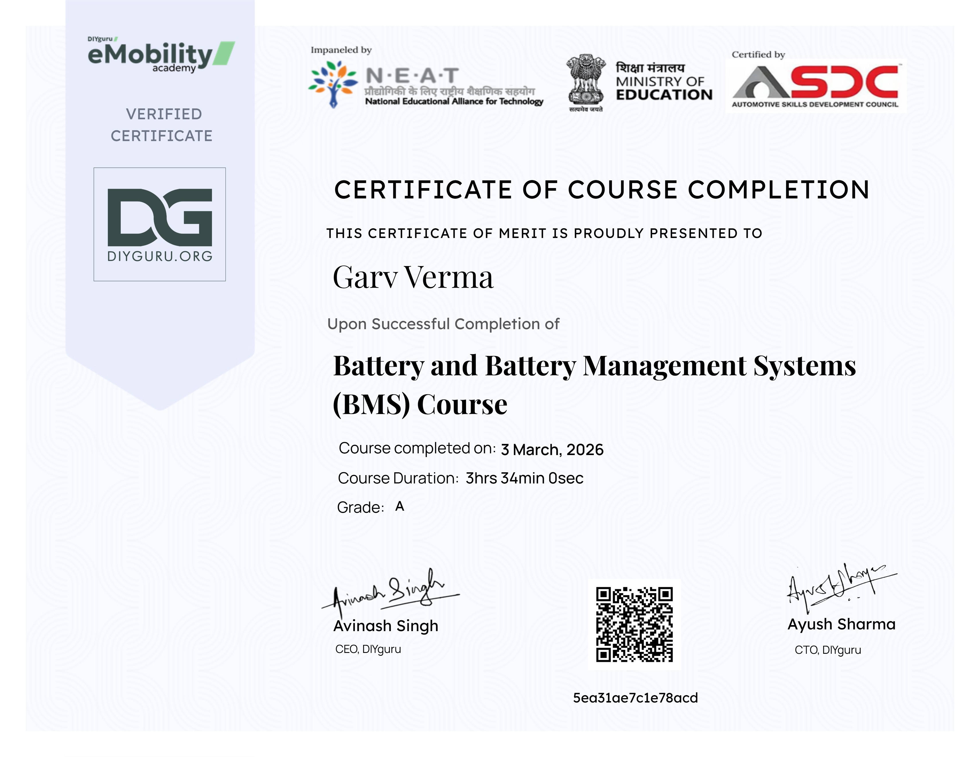 Battery and Battery Management Systems (BMS) Course