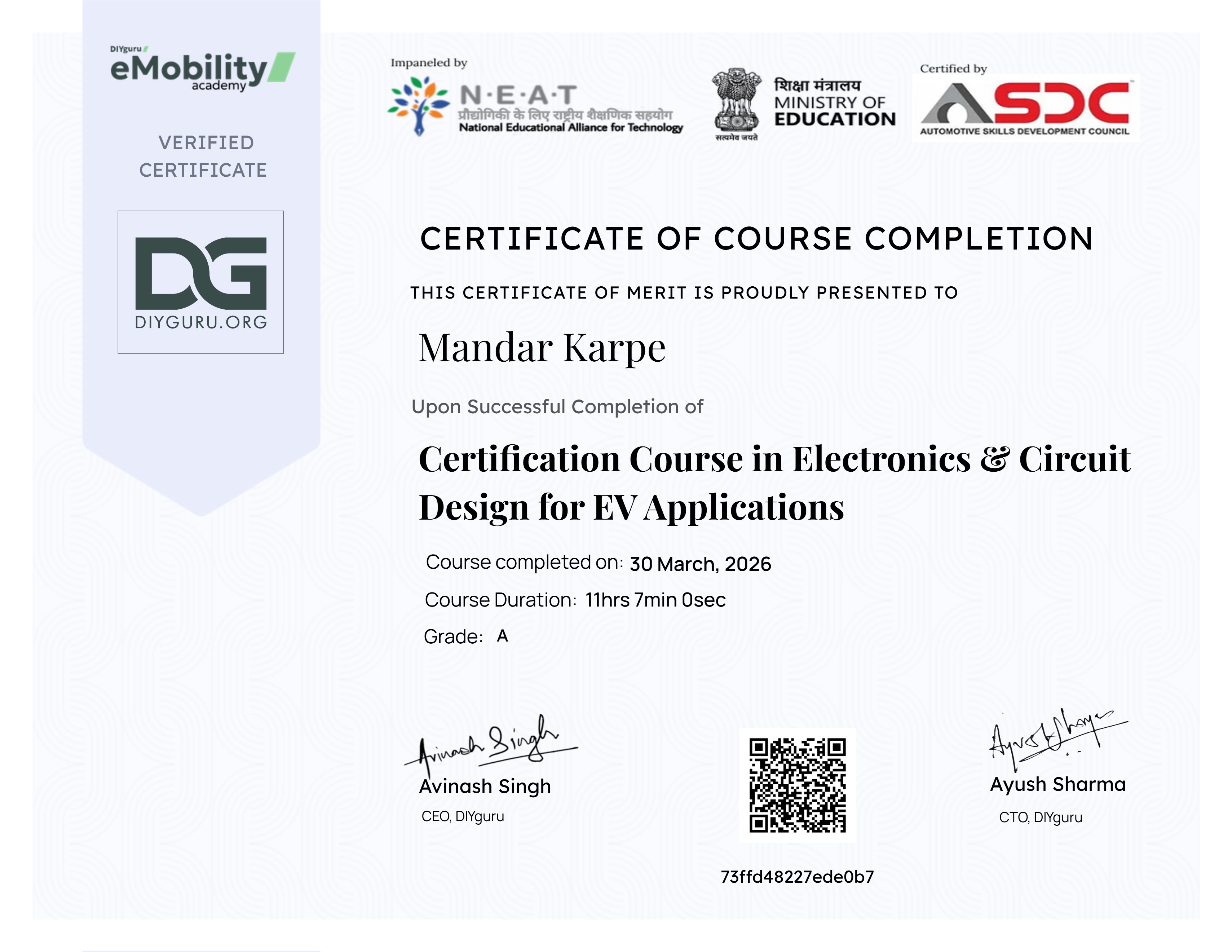 Certification Course in Electronics & Circuit Design for EV Applications