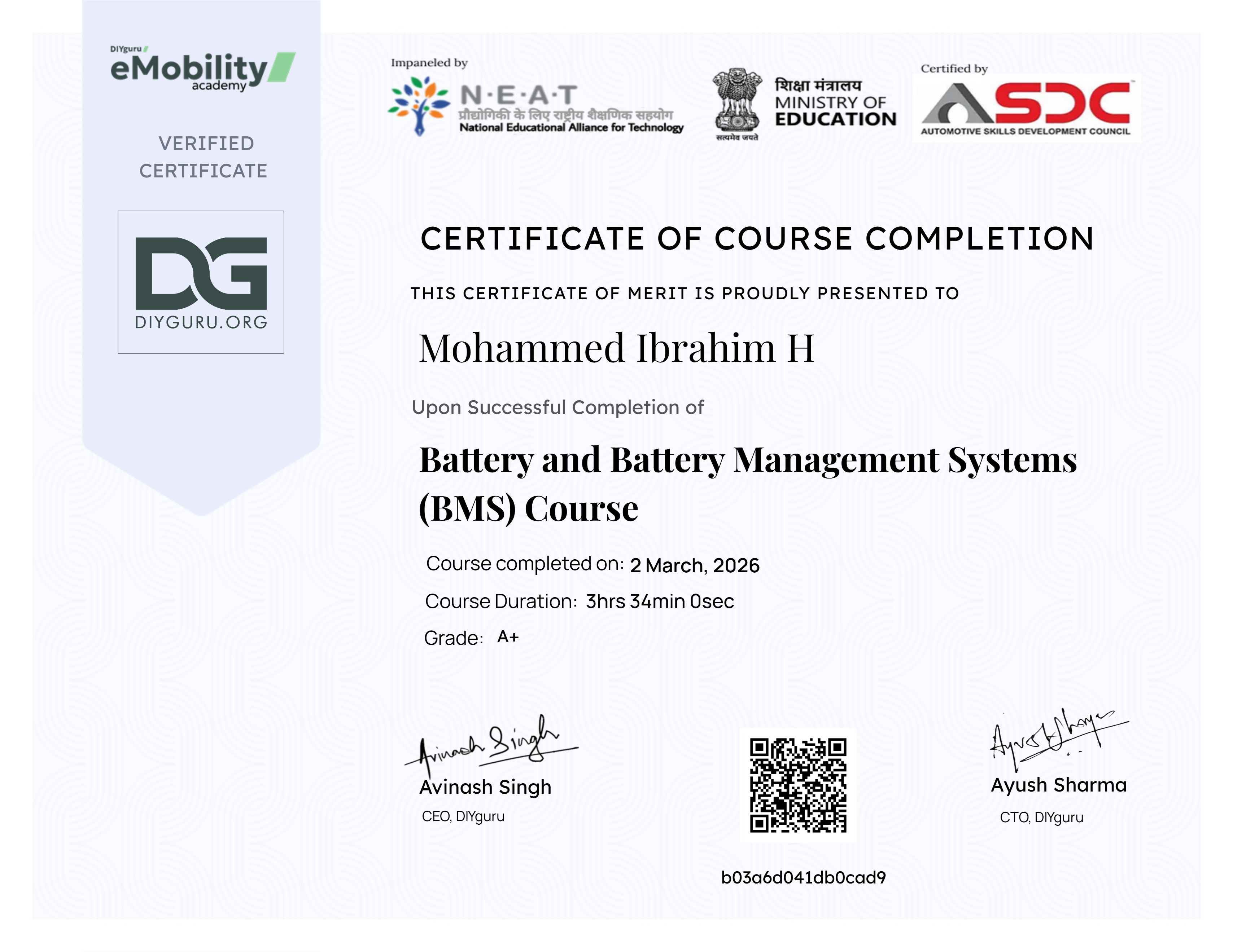 Battery and Battery Management Systems (BMS) Course
