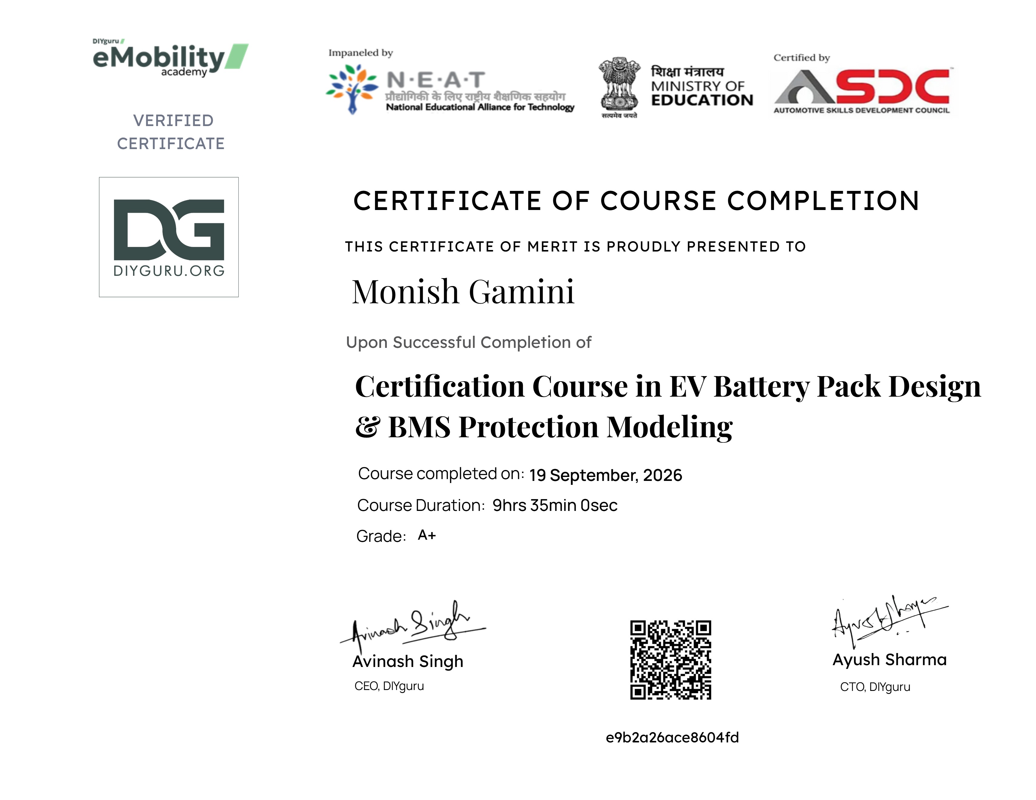 Certification Course in EV Battery Pack Design & BMS Protection Modeling